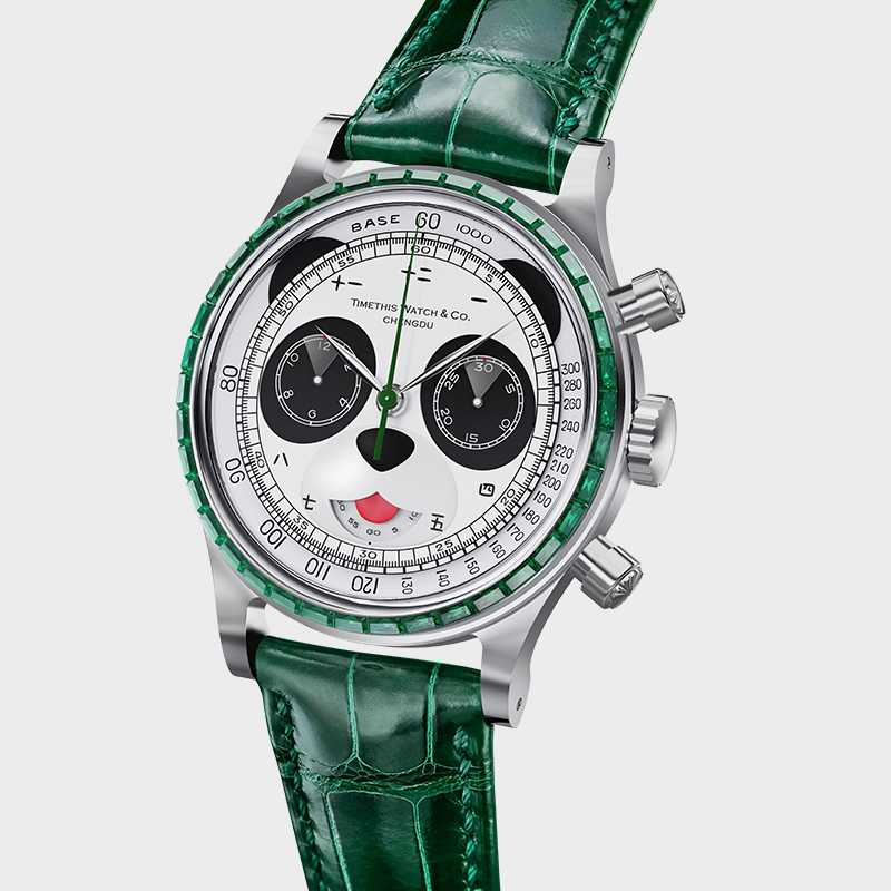 Ref. 2502SS1-J Sichuan Panda Automatic Chronograph Natural Jadeite