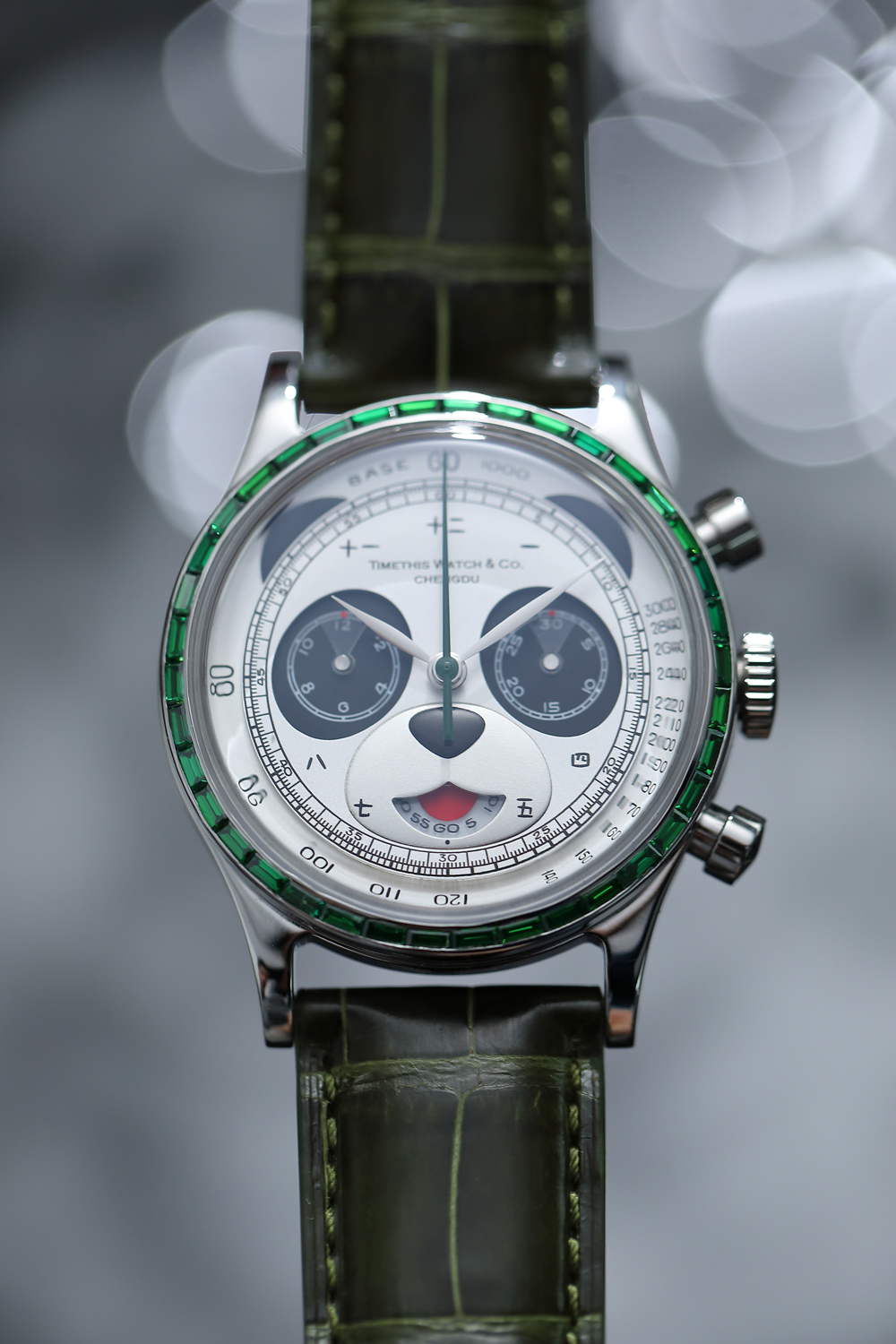 Ref. 2502SS1-J Sichuan Panda Automatic Chronograph Natural Jadeite