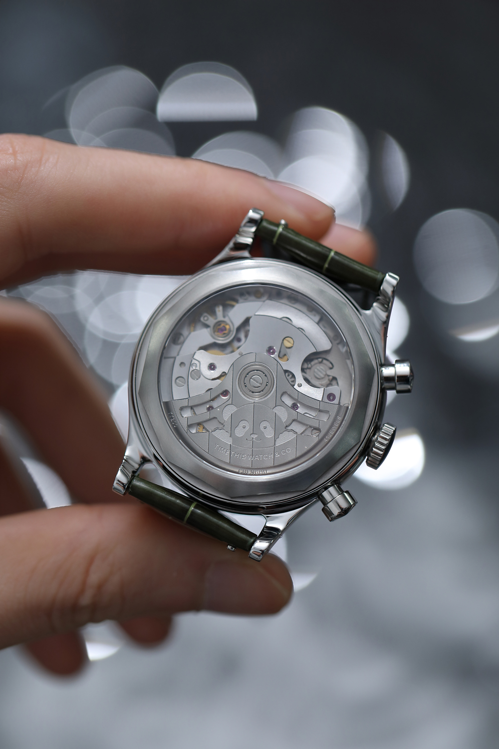 Ref. 2502SS1-J Sichuan Panda Automatic Chronograph Natural Jadeite